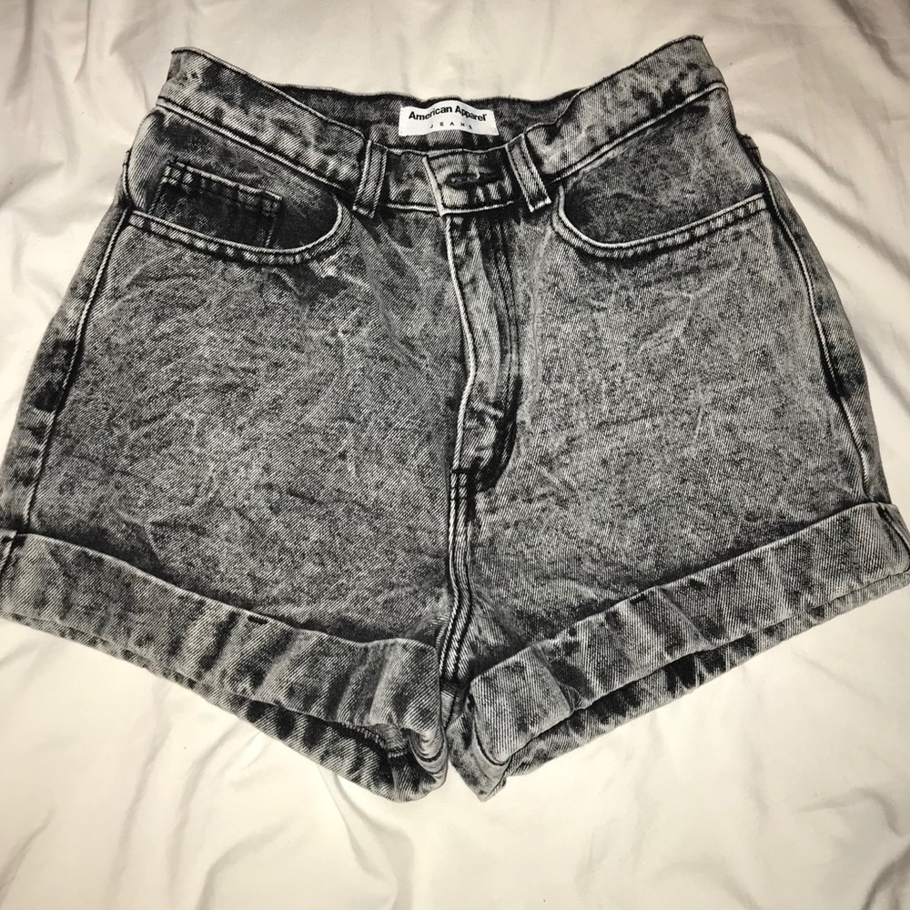 Dark acid wash shorts